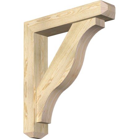 Ekena Millwork Funston Craftsman Rough Sawn Bracket w/ Offset Brace, Douglas Fir, 6"W x 30"D x 34"H BKT0604X30X34FST04RDF